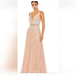 Mac duggal 5215 blush 6 NWT Beaded Pearls Gown